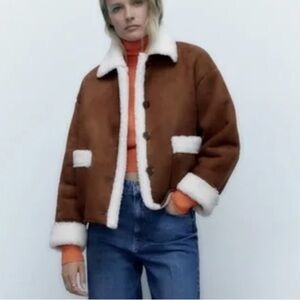 Zara Brown and White Sherpa coat